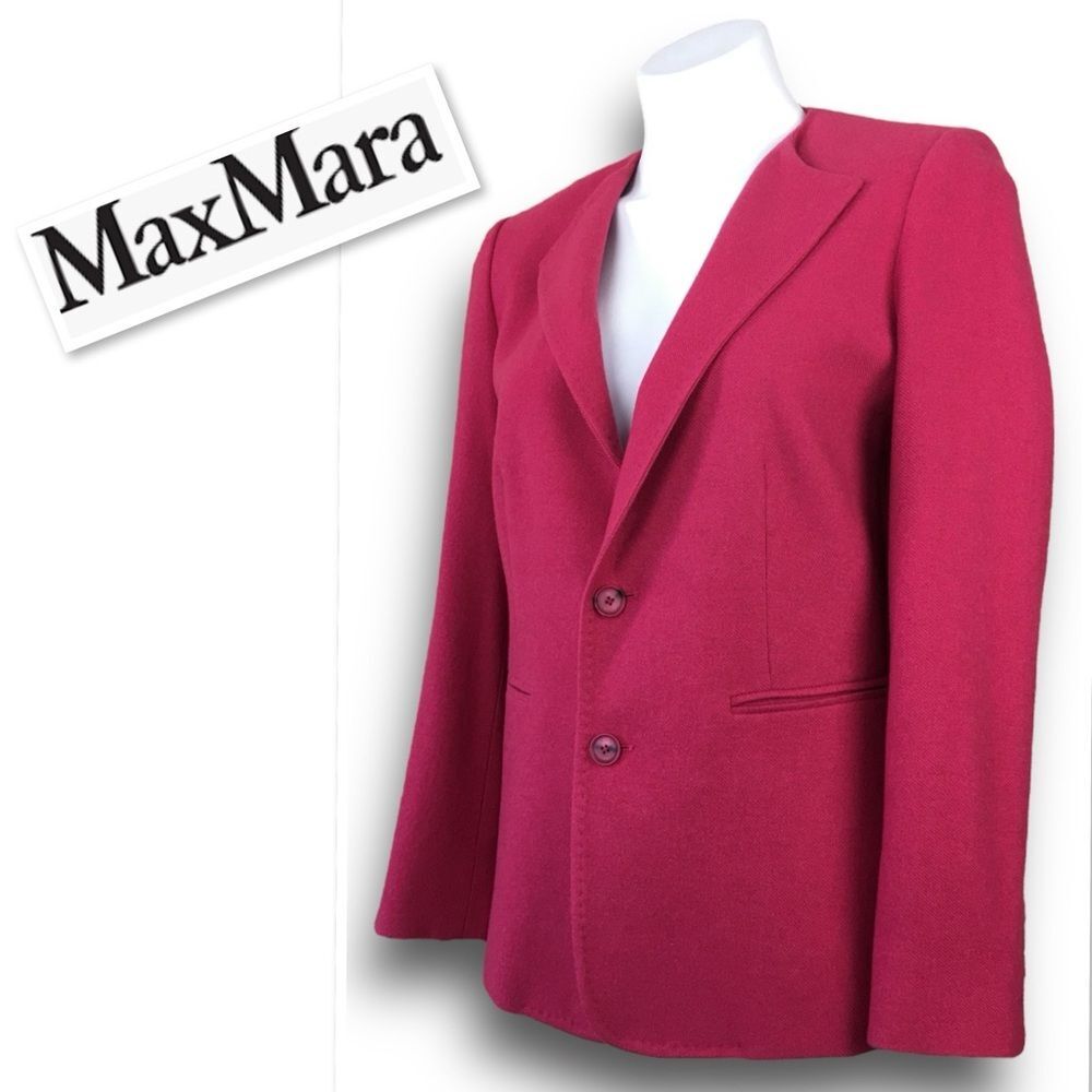 MaxMara Made In Italy Cashmere Two Buttons Blazer Jacket In Raspberry Size 10 - Picture 4 of 15